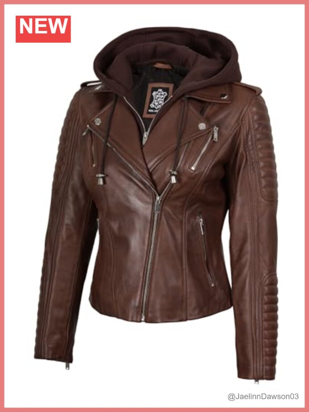 Lambskin Leather Jacket Womens Asymmetrical Hooded Detachable Hood